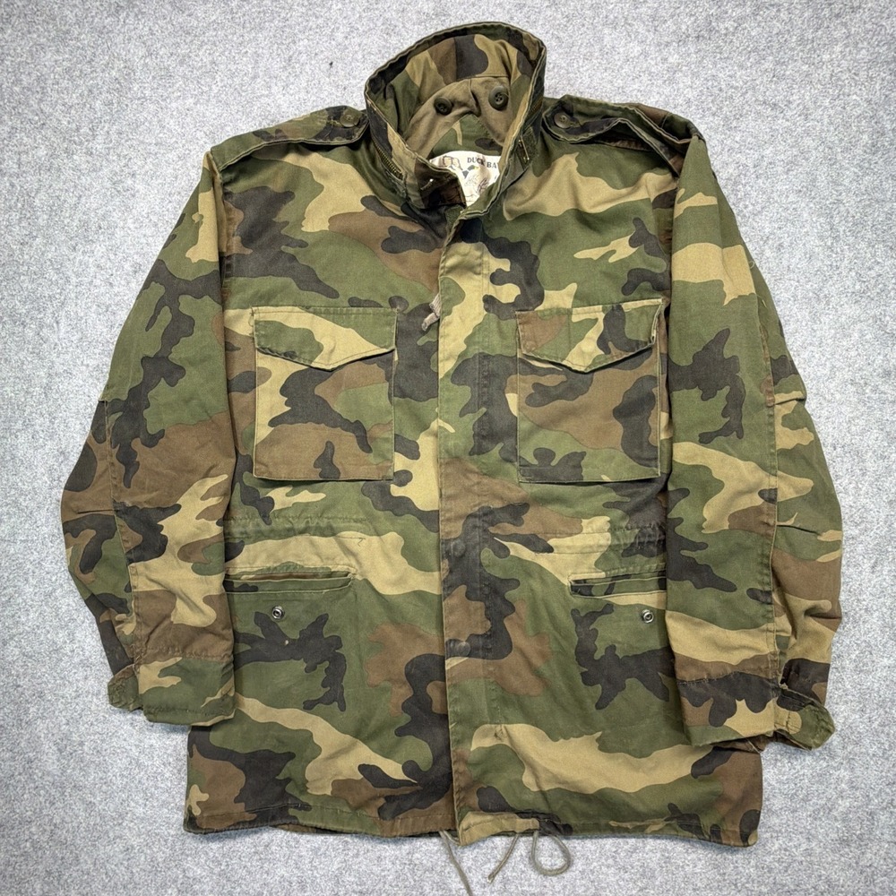Vintage Duck Bay Field Jacket Mens Medium Camouflage Hunting Military